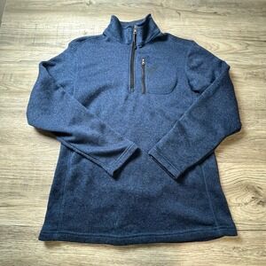 Mountain Club Fleece Pullover Mens Medium Blue 1/4 Zip Heathered Outdoor Sweater